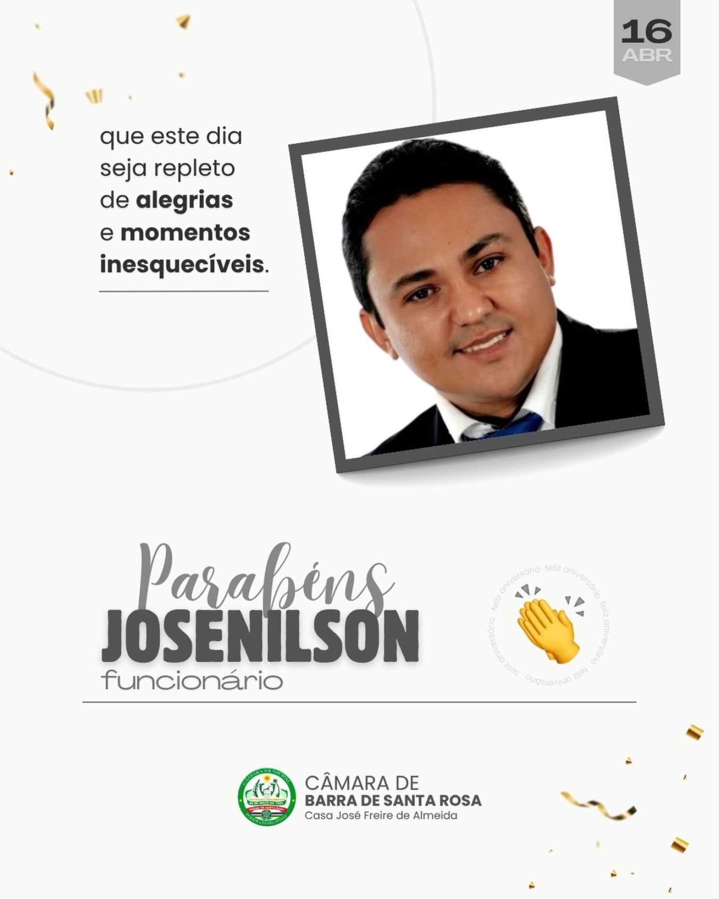 🎊 Hoje celebramos o aniversário do funcionário Josenilson!